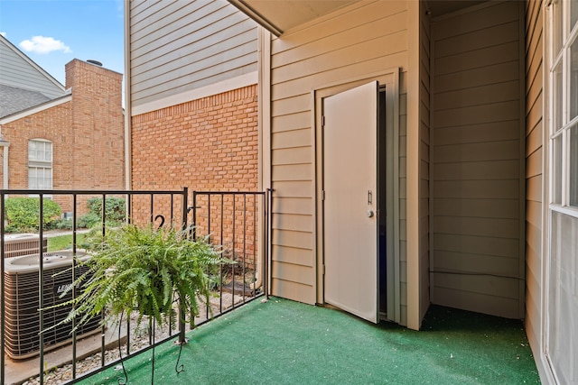 balcony featuring central AC unit