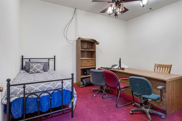 bedroom featuring carpet and ceiling fan