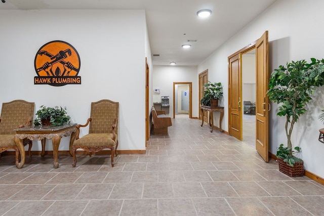 interior space featuring light tile patterned floors