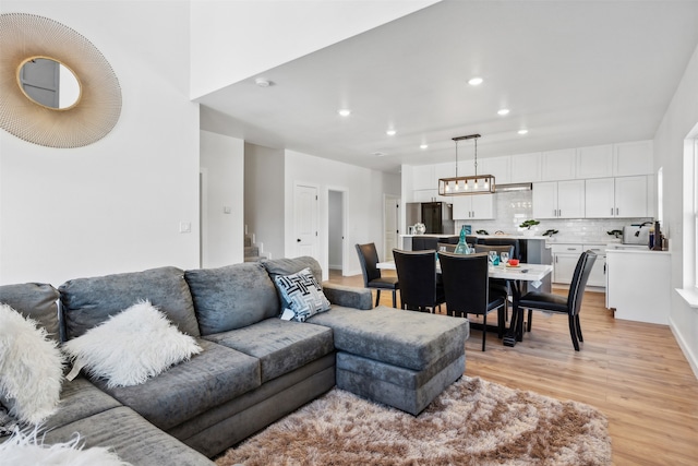 living room with light wood-type flooring