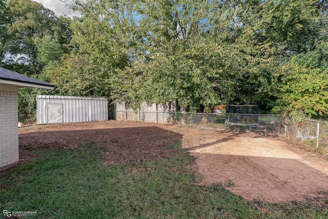 view of yard with a storage unit