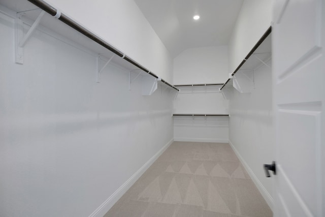 spacious closet with light colored carpet