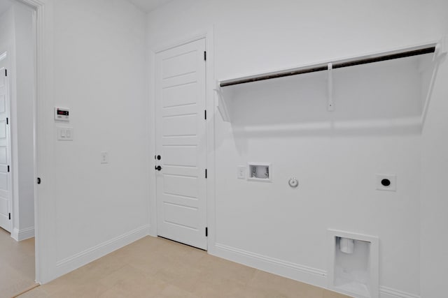 laundry room featuring gas dryer hookup, washer hookup, and electric dryer hookup