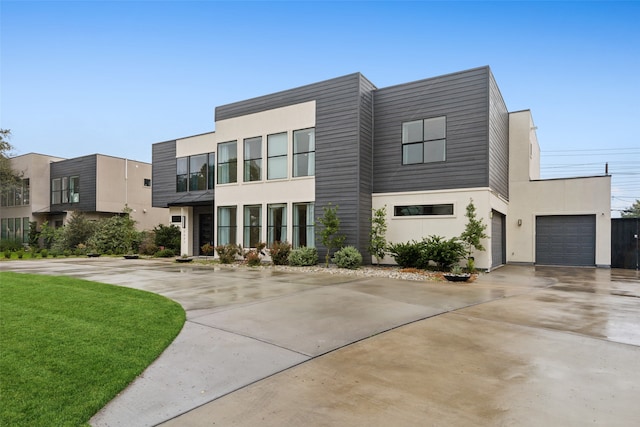 contemporary home with a garage