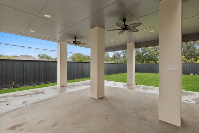 view of patio / terrace featuring ceiling fan