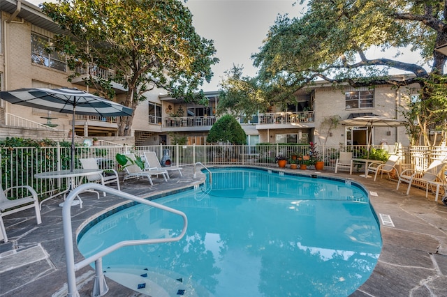 view of pool featuring a patio area