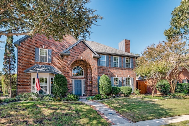 view of front of home featuring a front lawn