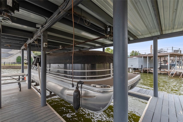 dock area featuring a water view