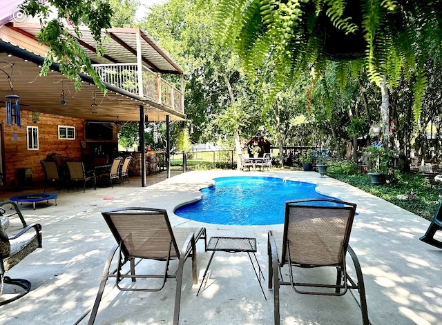 view of swimming pool with a patio area