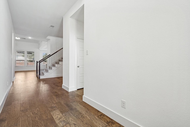 hall featuring dark hardwood / wood-style floors