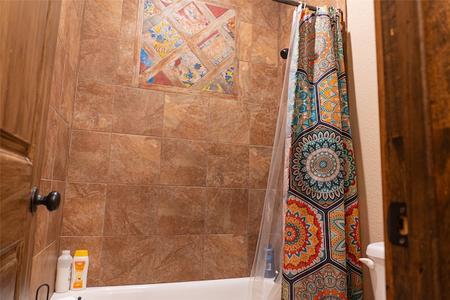 bathroom featuring shower / bath combination with curtain