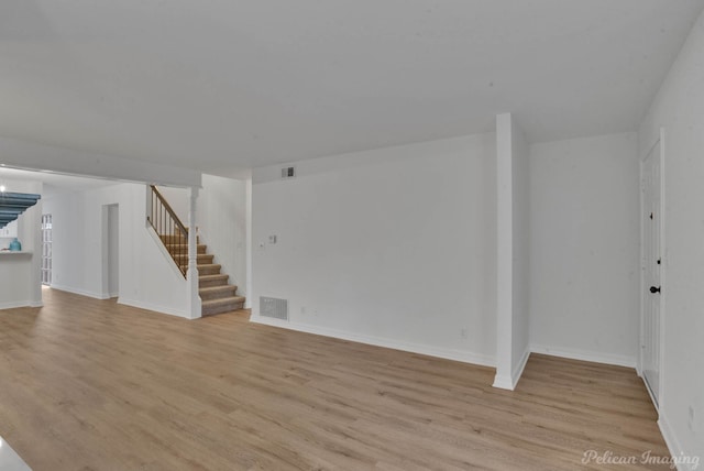 unfurnished living room featuring light hardwood / wood-style floors