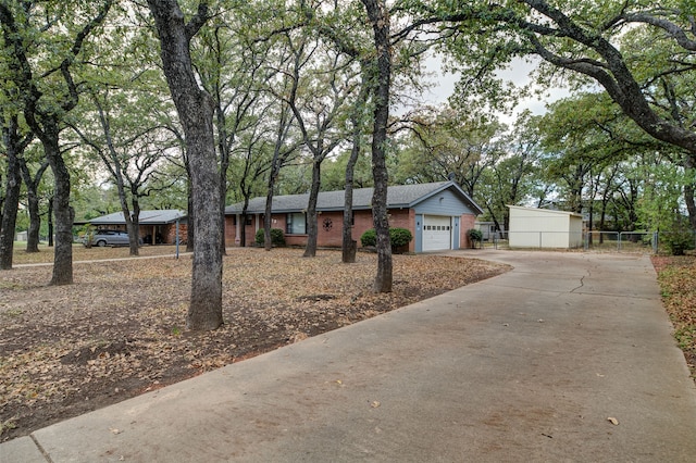 single story home featuring a garage