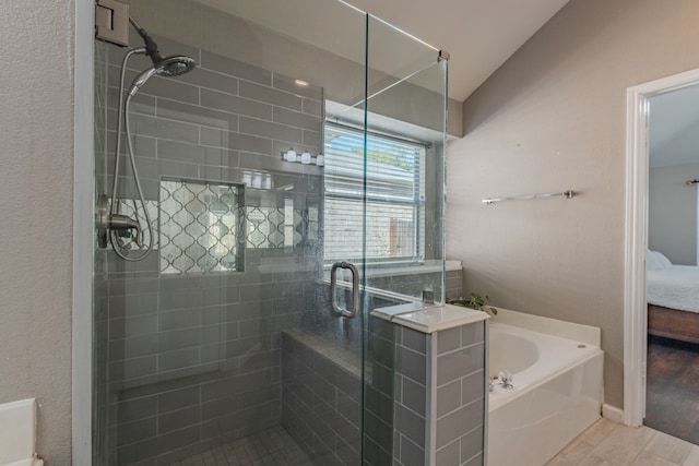 bathroom with plus walk in shower