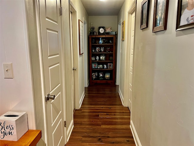 hallway featuring dark hardwood / wood-style floors