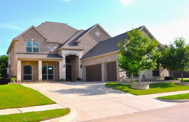 view of front of house featuring a garage and a front yard