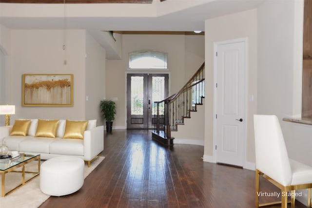 entryway featuring french doors and dark wood-type flooring