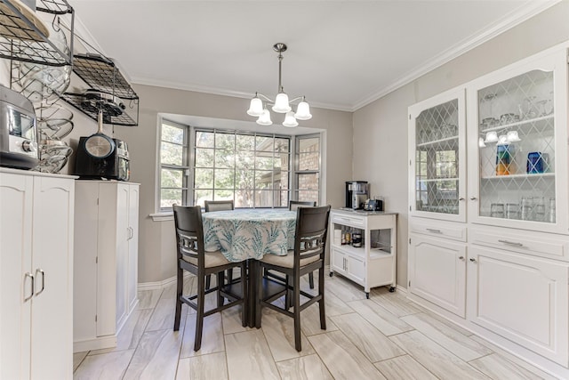 1401 Crescent Dr, Sherman, TX 75092 - dining area featuring ornamental molding, a chandelier, and baseboards