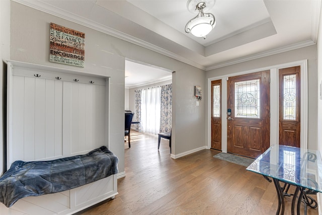 1401 Crescent Dr, Sherman, TX 75092 - entrance foyer with wood finished floors, baseboards, and crown molding