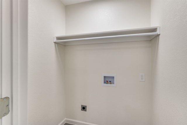 laundry area featuring electric dryer hookup and washer hookup