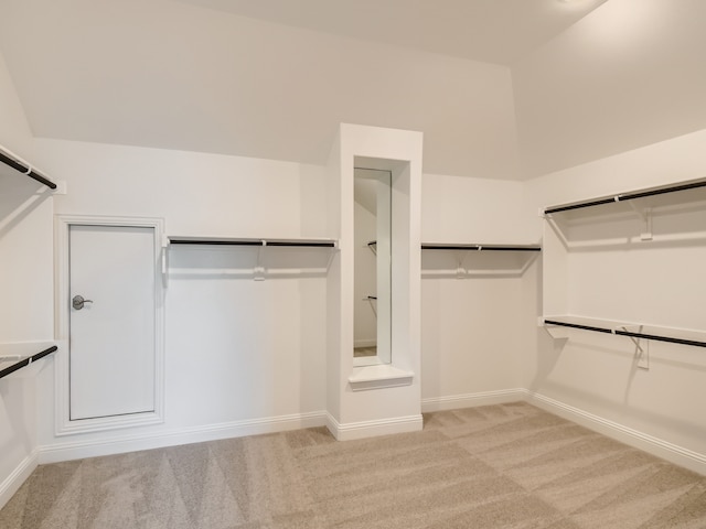 spacious closet with light carpet