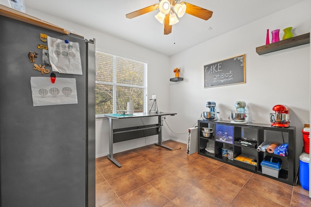 miscellaneous room featuring ceiling fan