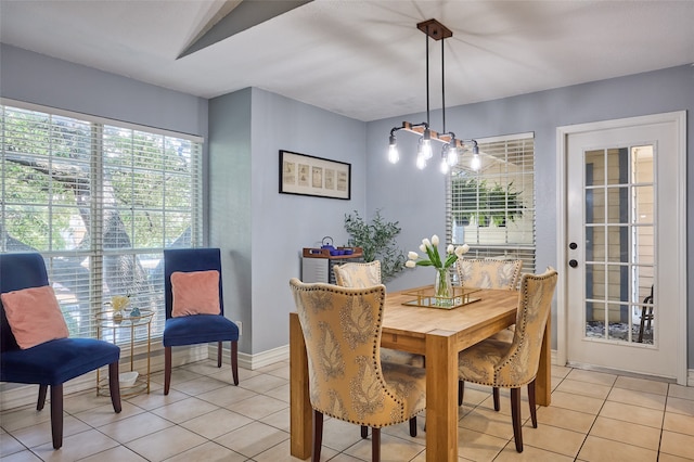 view of tiled dining area