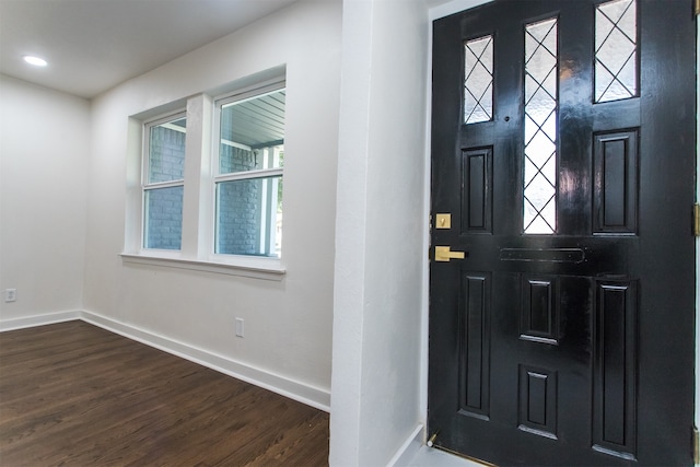 foyer with dark wood-type flooring