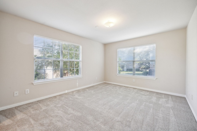 spare room featuring light carpet