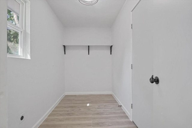 spacious closet featuring light hardwood / wood-style floors