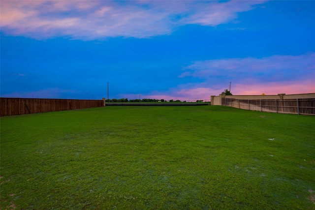 view of yard at dusk