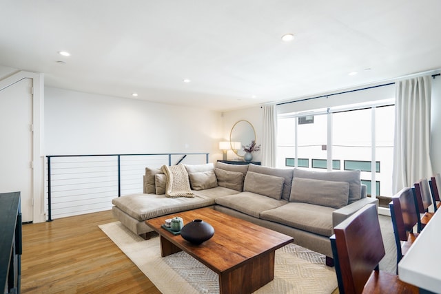 living room with light wood-type flooring