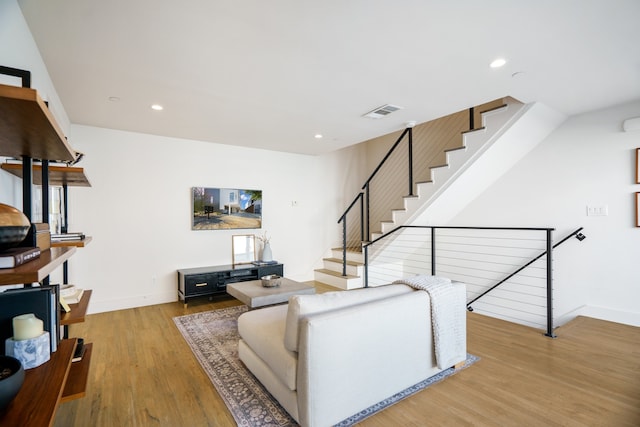 living room with light wood-type flooring