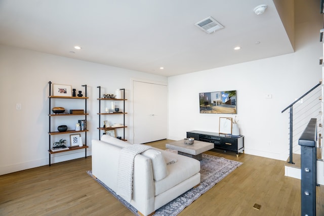 living room featuring light wood-type flooring