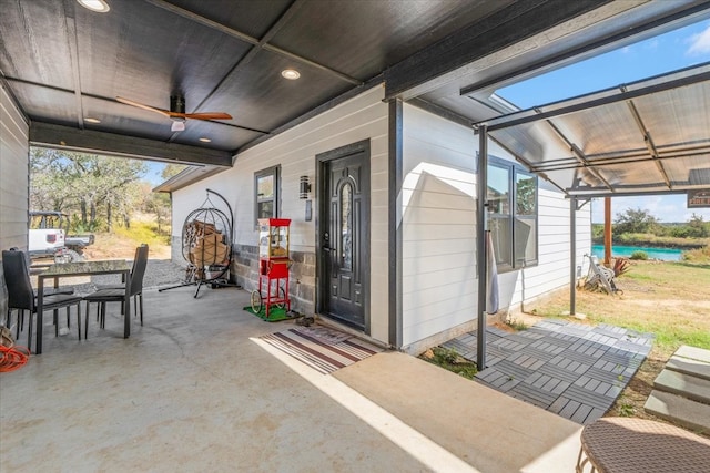 view of patio / terrace with ceiling fan