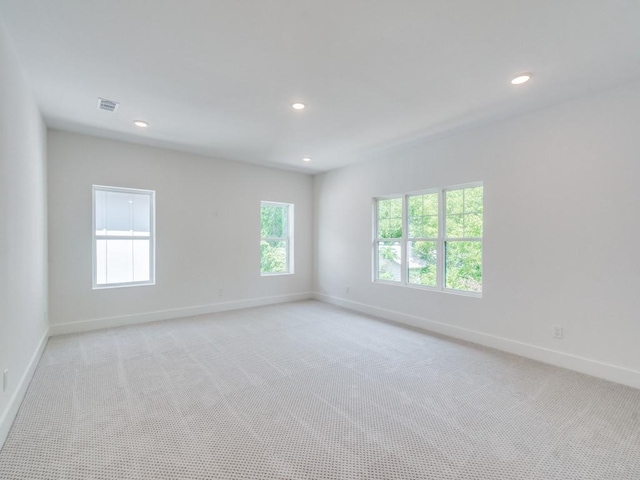 spare room featuring light carpet