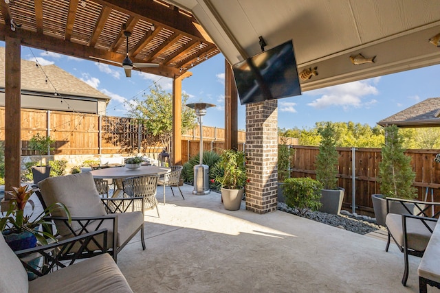 view of patio / terrace with ceiling fan