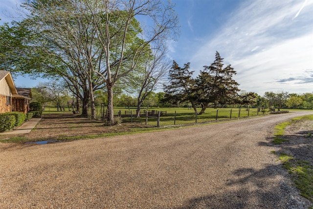 view of street featuring a rural view