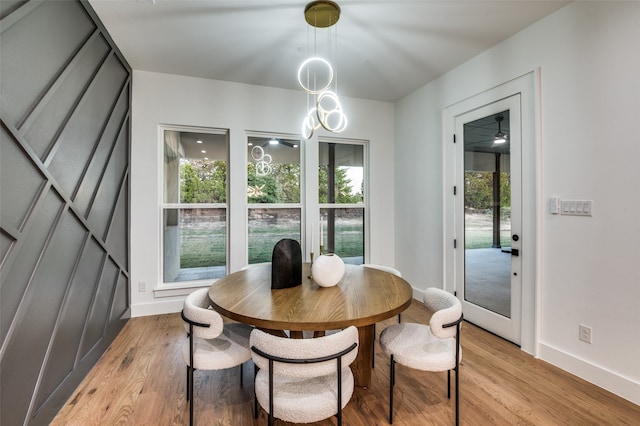 dining room with light wood-type flooring