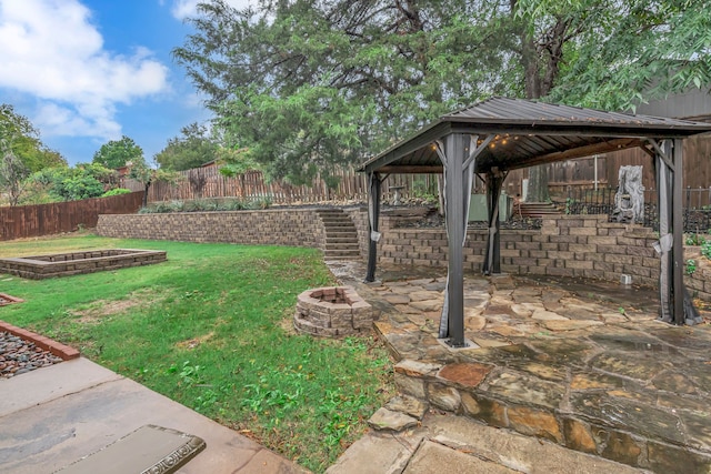 view of yard with a patio and a gazebo