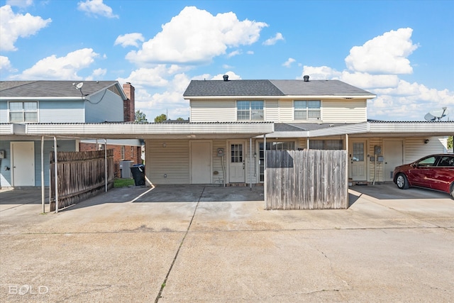 front of property with a carport