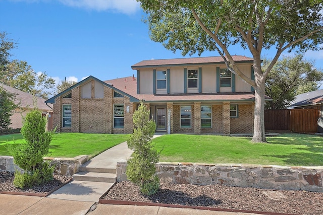 view of front facade featuring a front yard