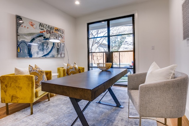 office area featuring hardwood / wood-style flooring