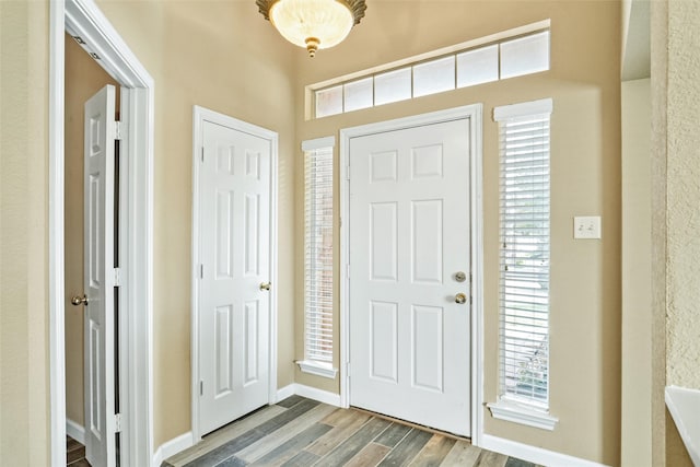 foyer with hardwood / wood-style flooring and plenty of natural light