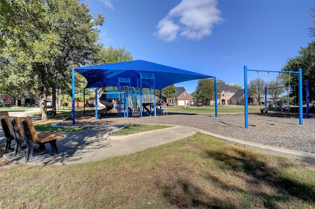 view of playground featuring a yard