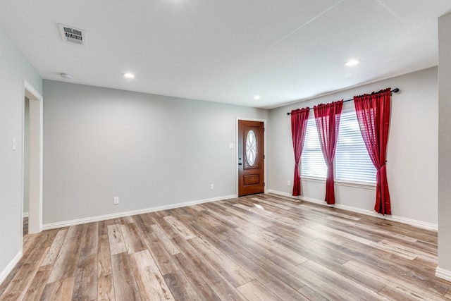 interior space with light hardwood / wood-style floors