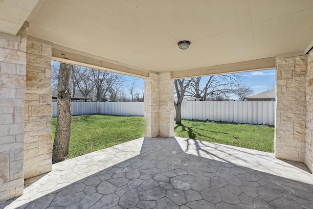 view of patio featuring a fenced backyard