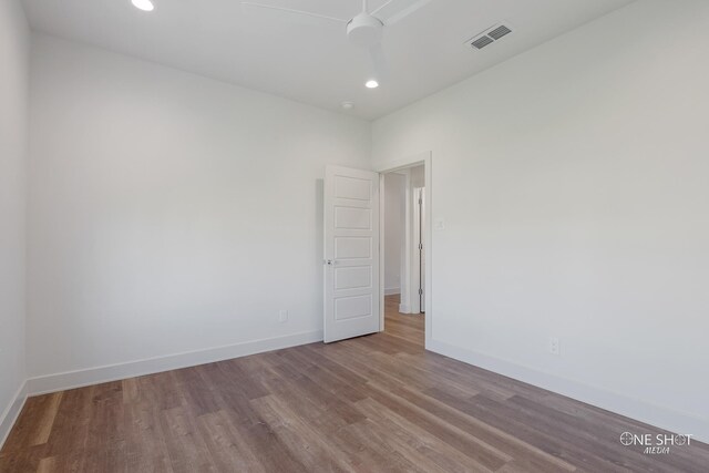7813 Langford Dr, Abilene, TX 79606 - unfurnished room featuring wood finished floors, baseboards, recessed lighting, and a ceiling fan