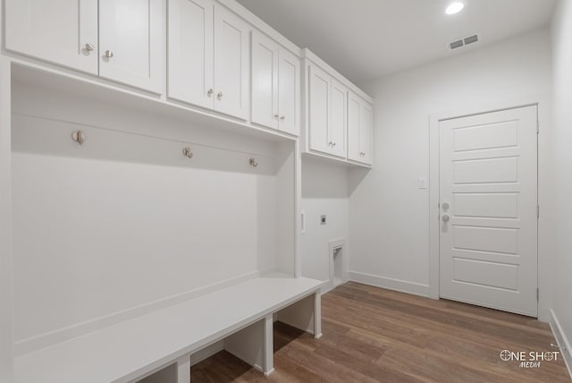 mudroom with wood-type flooring