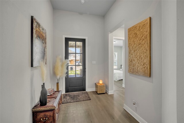 entryway with light hardwood / wood-style flooring